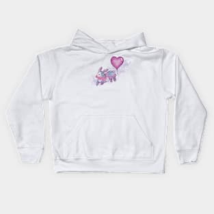 Heart balloon love bunny Kids Hoodie